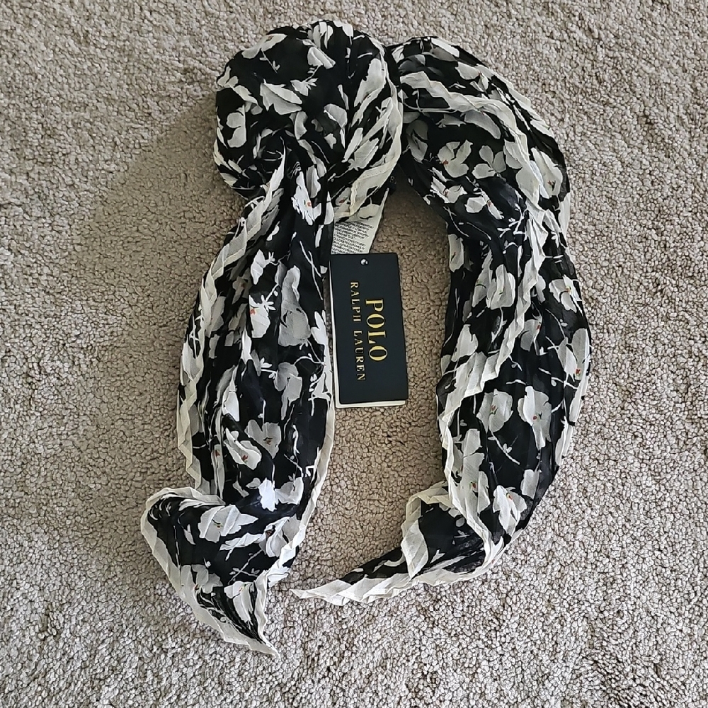 Polo by Ralph Lauren Black and White Animal Print Scarf
